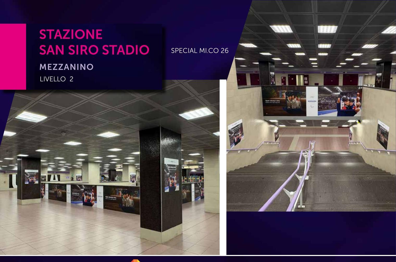 Mezzanino livello 2 della stazione San Siro Stadio M5 allestito